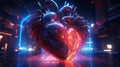 Cyberpunk Retro Futuristic Heart with Neon Lights