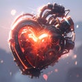 Cyberpunk Retro Futuristic Heart with Neon Lights