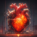 Cyberpunk Retro Futuristic Heart with Neon Lights