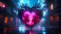 Cyberpunk Retro Futuristic Heart with Neon Lights