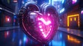 Cyberpunk Retro Futuristic Heart with Neon Lights