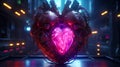 Cyberpunk Retro Futuristic Heart with Neon Lights