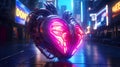 Cyberpunk Retro Futuristic Heart with Neon Lights