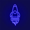 Cyberpunk rocket outline icon. Futuristic spaceship. High tech technology Royalty Free Stock Photo