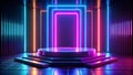 Cyberpunk Sci-Fi Display Podium Where Technology Meets Art generative AI