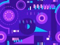 Cyberpunk seamless pattern. Retro futurism of the 80s. Signal error, pixel mosaic. Computer screen error. Vector