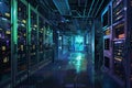 Cyberpunk Server Room Illustration