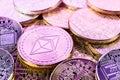 Cyberpunk Shiny Ethereum coins pile Royalty Free Stock Photo