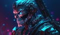 cyberpunk skull soldier, digital art illustration, Generative AI