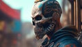 cyberpunk skull street gang, digital art illustration, Generative AI
