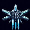 Cyberpunk Space Fighter Pixel Art Royalty Free Stock Photo