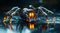 Cyberpunk Spider Robot Glowing in the Dark