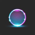Cyberpunk style glowing neon ball dotted pattern, glitter disco ball
