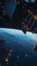 cyberpunk-style satellite array tracking real-time geomagnetic storm data