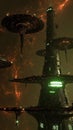 cyberpunk-style satellite array tracking real-time geomagnetic storm data