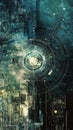 cyberpunk-style satellite array tracking real-time geomagnetic storm data