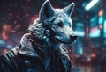 cyberpunk tools wolf ai realistic illustration generated with Royalty Free Stock Photo