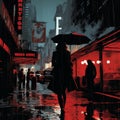 Cyberpunk Umbrella: A Noir Night In New York City