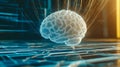 Cyberpunk virtual brain image.representing artificial intelligence, cutting-edge technology.