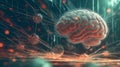 Cyberpunk virtual brain image.representing artificial intelligence, cutting-edge technology