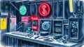 Futuristic Cyberpunk Workshop with Neon Lights