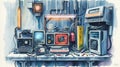 Futuristic Cyberpunk Workshop with Neon Lights