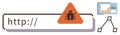 Cybersecurity Alert with Bug Warning on URL Bar and Data Analysis Chart Royalty Free Stock Photo