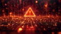 Cybersecurity alert symbol in a futuristic network, highlighting digital danger or risk. AI Generated. Royalty Free Stock Photo