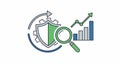 Cybersecurity Analysis, Data Protection and Business Growth Icon Royalty Free Stock Photo