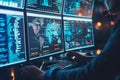 Cybersecurity Analyst Monitoring Global Network Royalty Free Stock Photo