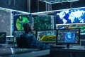 Cybersecurity Analyst Monitoring Global Network Data Streams Royalty Free Stock Photo