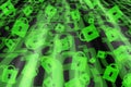 Cybersecurity background, green digital cyber security