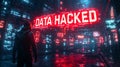 Cybersecurity breach and data hacking warning