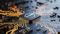Cybersecurity Chip: Digital Security Concept Royalty Free Stock Photo