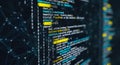 cybersecurity code data analysis in dark tech environment with neon glow Royalty Free Stock Photo