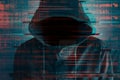 Cybersecurity, computer hacker with hoodie Royalty Free Stock Photo
