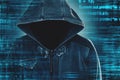 Cybersecurity, computer hacker with hoodie Royalty Free Stock Photo