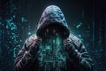 Cybersecurity, computer hacker with hoodie, vulnerability and hacker,coding,malware concept on server room background Royalty Free Stock Photo