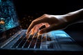 Cybersecurity Concept: An abstract representation of cybersecurity with coding, binary digits, and a hacker theme. Royalty Free Stock Photo
