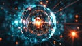 Cybersecurity concept: abstract sphere with padlock representing data protection and network security Royalty Free Stock Photo