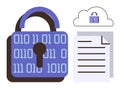 Cybersecurity Concept with Binary Code Lock, Cloud Storage, and Secure Document Royalty Free Stock Photo