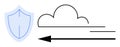Cloud Data Protection Concept with Shield and Arrow Cybersecurity Royalty Free Stock Photo