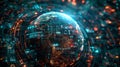 Cybersecurity Concept, A conceptual representation of global security technologies protecting digital data.