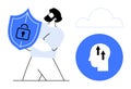 Cybersecurity and Data Protection Concept with Shield, Cloud, and Head Icon Royalty Free Stock Photo