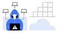 Hacker and Cybersecurity Concept with Cloud Computing and Puzzle Elements Royalty Free Stock Photo