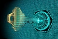 Cybersecurity concept: 3d rendered illustration of a binary code key Royalty Free Stock Photo