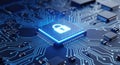 Cybersecurity Concept Digital Lock Chip Central Processing Unit Security Protection Royalty Free Stock Photo