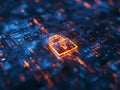 Cybersecurity Concept with Digital Lock Icon Royalty Free Stock Photo