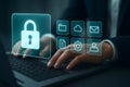 Cybersecurity concept with digital padlock protecting cloud email file and user data Royalty Free Stock Photo