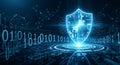 Cybersecurity concept digital shield data protection and network security generative ai Royalty Free Stock Photo